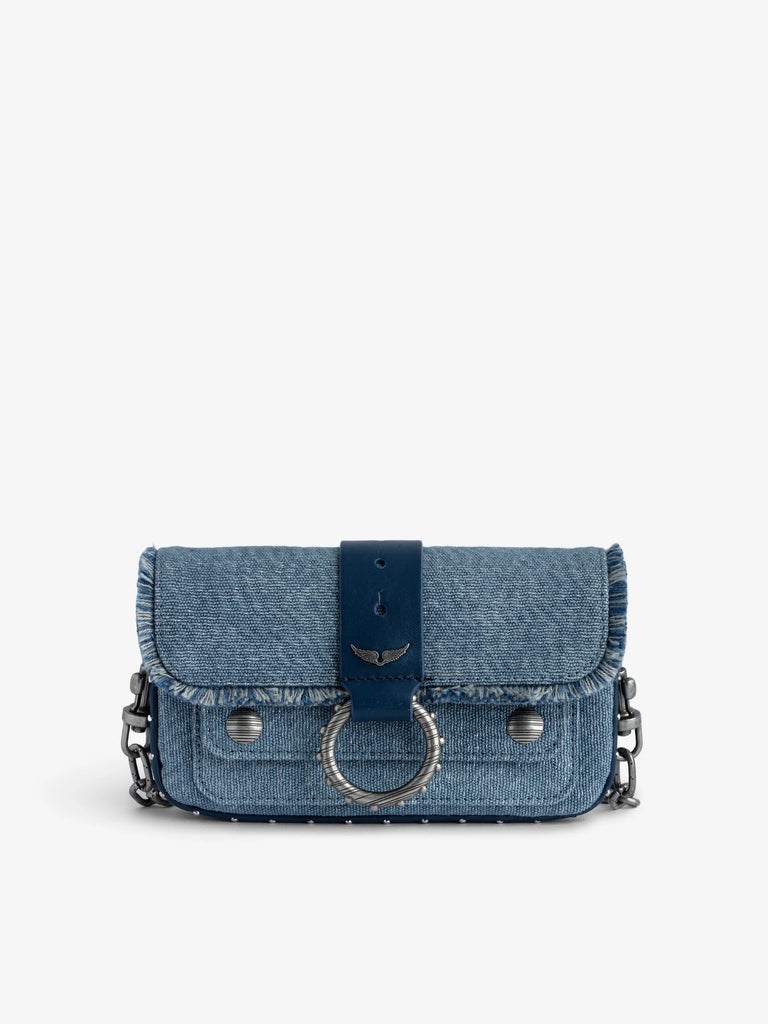 Zadig and Voltaire Kate Wallet Denim Glitter Bag Lux Rox