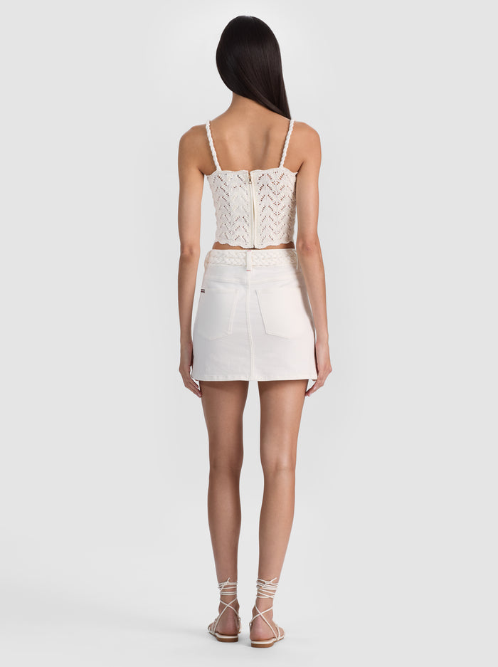 Alice and Olivia Kari Braided Denim Mini Skirt