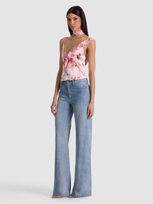 Alice and Olivia ZELDA RUFFLE TANK WITH SCARF