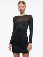 Alice and Olivia Takako Mesh Long Sleeve Minidress