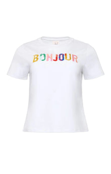 Cinq A Sept Bonjour Scribble Shrunken Tee