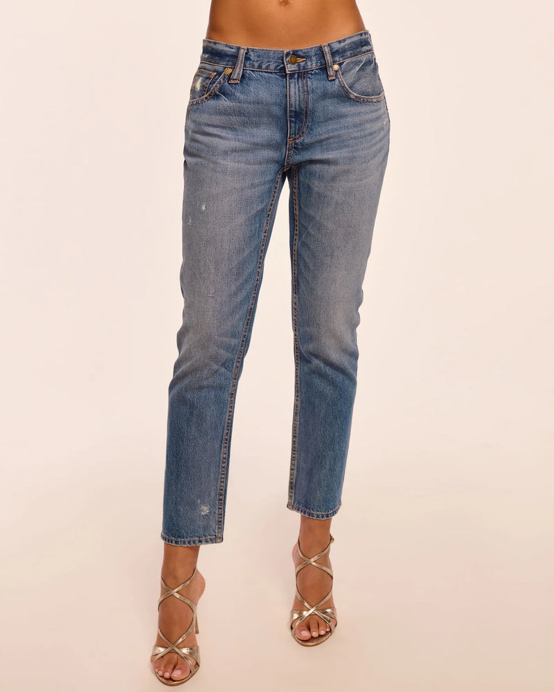 Ramy Brook Milla Distressed Low-Rise Tapered Jean