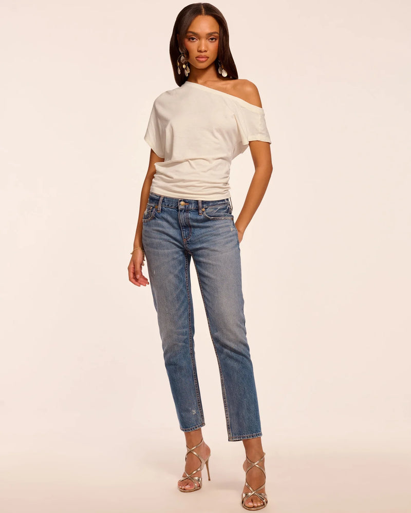 Ramy Brook Milla Distressed Low-Rise Tapered Jean