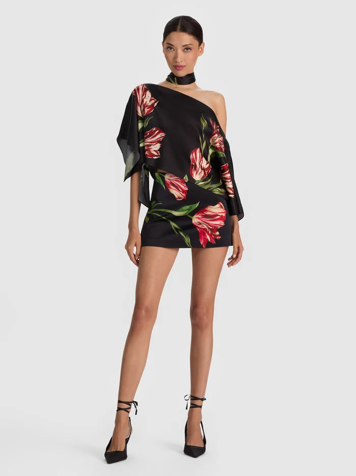Alice & Olivia RITA DRAPED TOP WITH SCARF