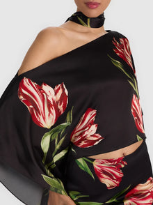 Alice & Olivia RITA DRAPED TOP WITH SCARF