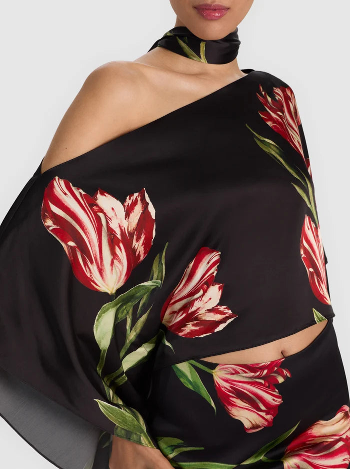 Alice & Olivia RITA DRAPED TOP WITH SCARF