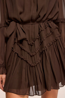 Ramy Brook Maya Silk Ruffled Long Sleeve Dress