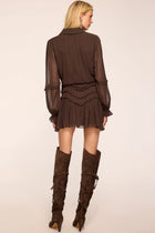 Ramy Brook Maya Silk Ruffled Long Sleeve Dress