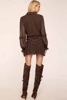 Ramy Brook Maya Silk Ruffled Long Sleeve Dress