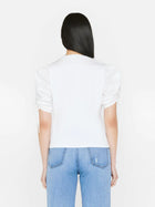 Frame Ruched Tie Sleeve Tee - Blanc