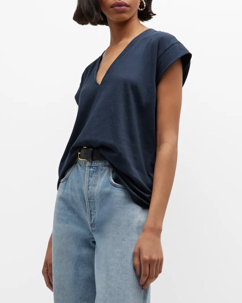 Frame Le Mid Rise V Neck Tee