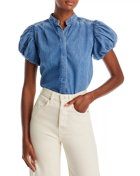 Frame Pleated Puff Sleeve Top