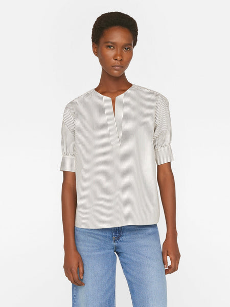 Frame V-Neck Popover Top -Bone Multi