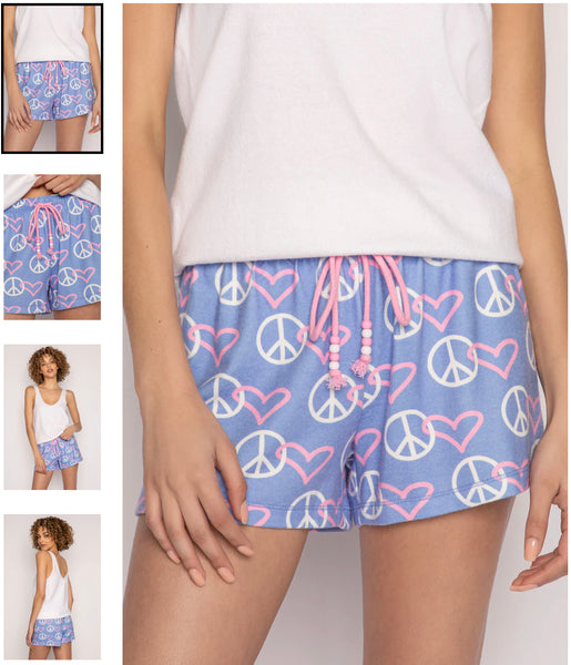 PJ Salvage Peace and Love Shorts - Periwinkle