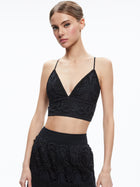Alice and Olivia Carli Embroidery Bra Top - Black