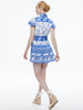 Alice and Olivia Tiffie Short Sleeve Mini Dress w/Belt - Greek Tile