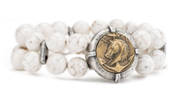 French Kande White Turquoise Bracelet