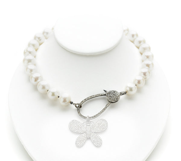 Hayley Pearl Diamond Necklace