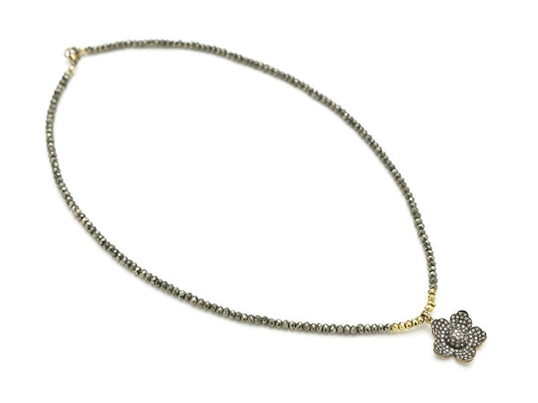 Hayley Pyrite Diamond Flower Necklace