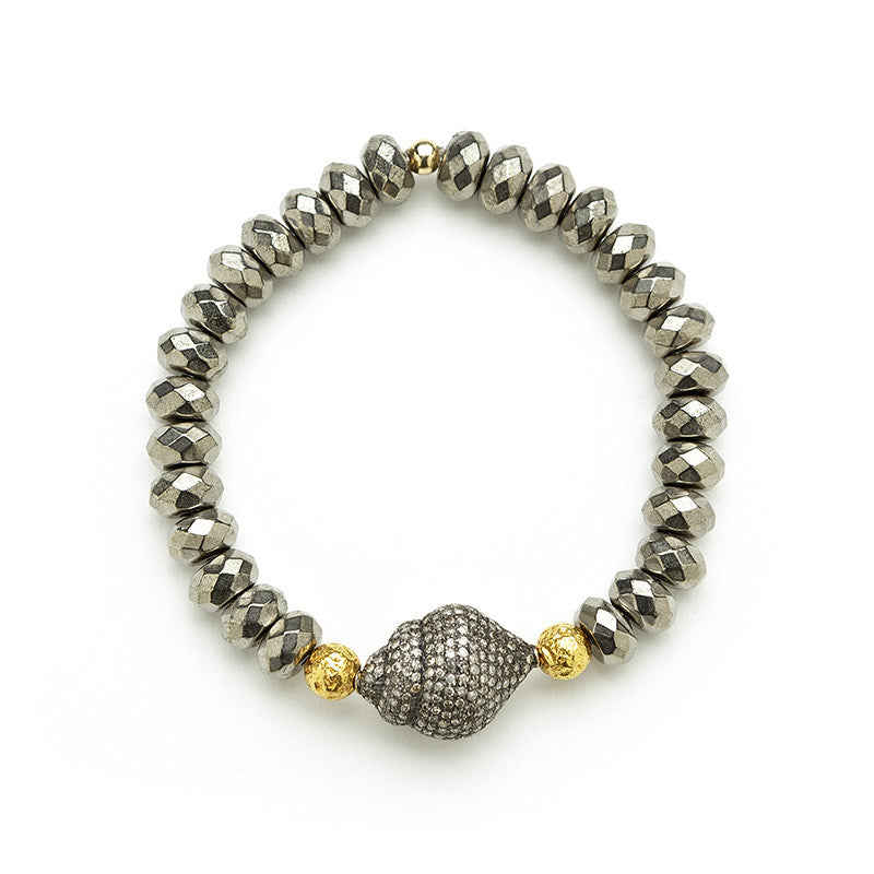 Hayley Style 14K Pyrite Diamond Shell Bracelet