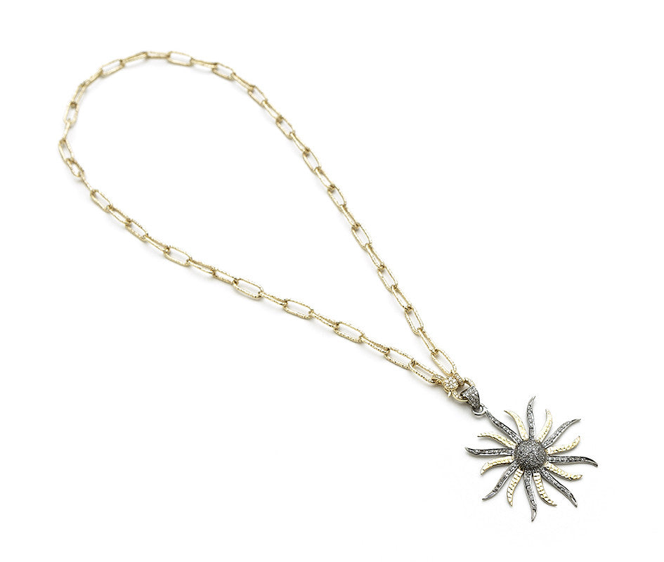 Hayley Style 14K Gold Chain & Diamond Sun Pendant
