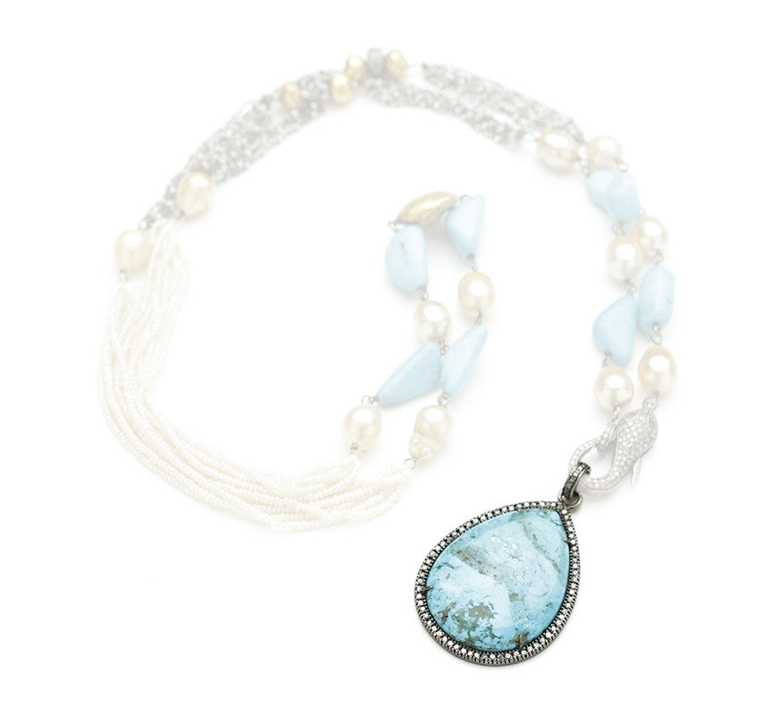 Hayley Style Turquoise Diamond Pendant