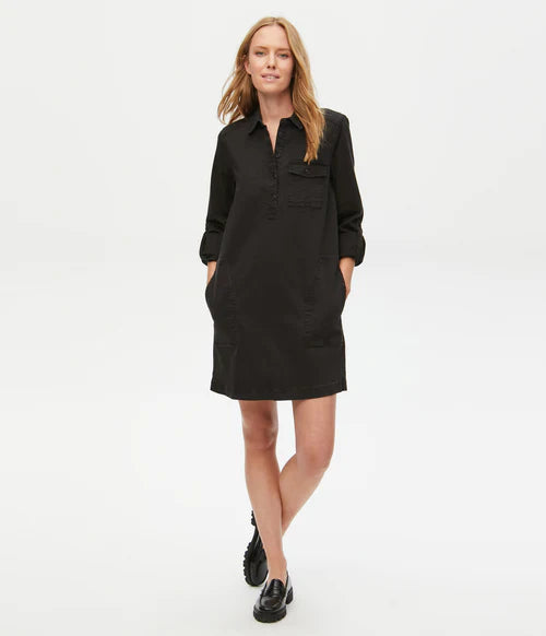 michael stars eleanor shirt dress Michael Stars Women's Eleanor Utility Dress, Windchime, Large at Amazon Women's Clothing store
