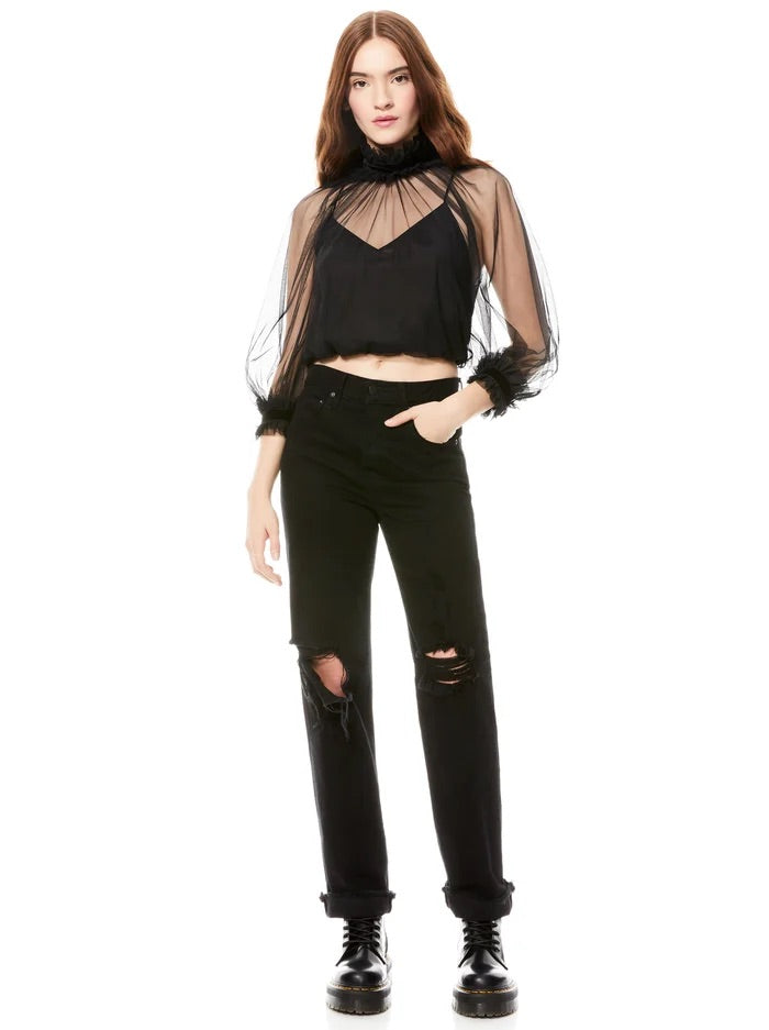 Alice and Olivia Alexia Mock Neck Crop Top