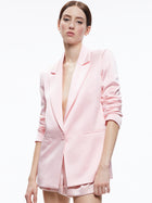 Alice and Olivia Denny Notch Collar Boyfriend Blazer w/ Piping