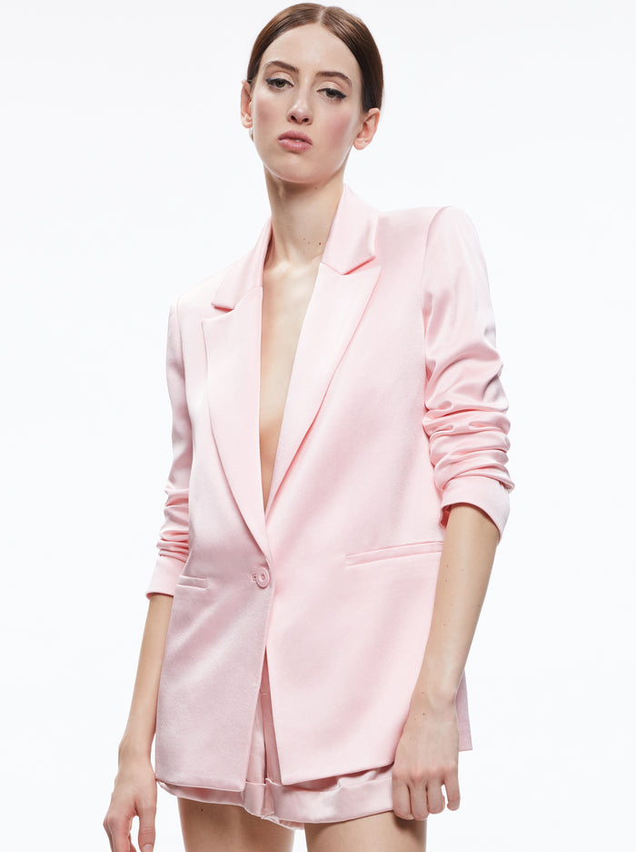 Alice and Olivia Denny Notch Collar Boyfriend Blazer w/ Piping