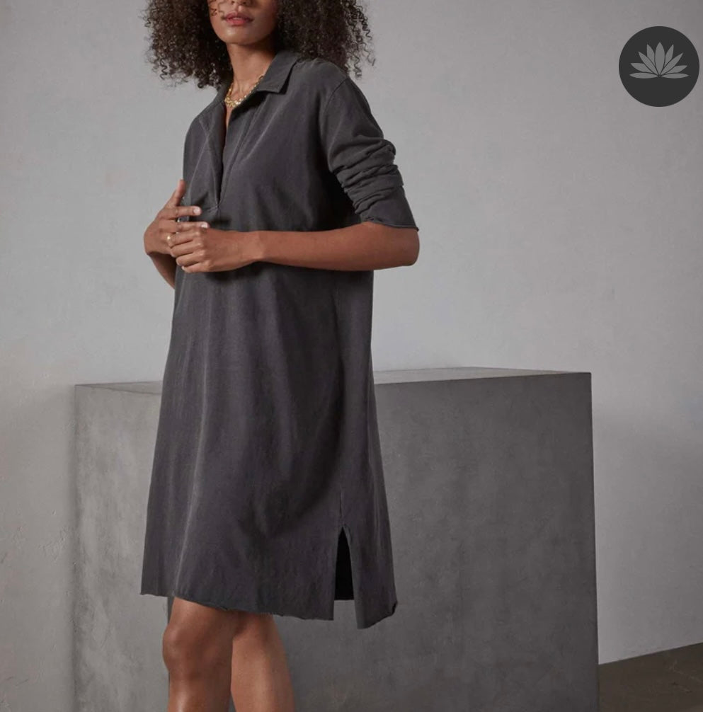 Jams Perse HIGH TWIST JERSEY RELAXED POLO DRESS- magma pigment