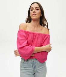 Michael Stars Isabel magenta double  gauze