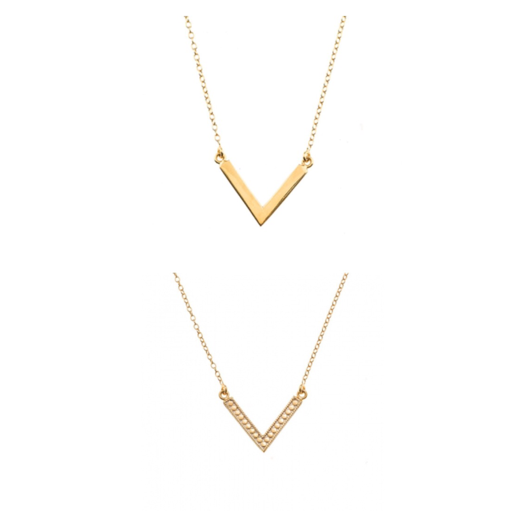 Anna Beck V Necklace Double Sided Gold