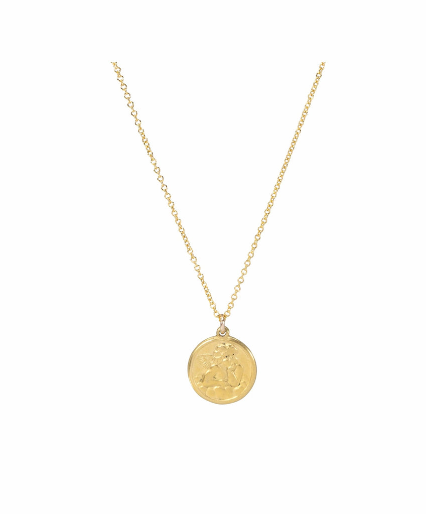 Dogeared Modern Guardian Angel Coin Necklace
