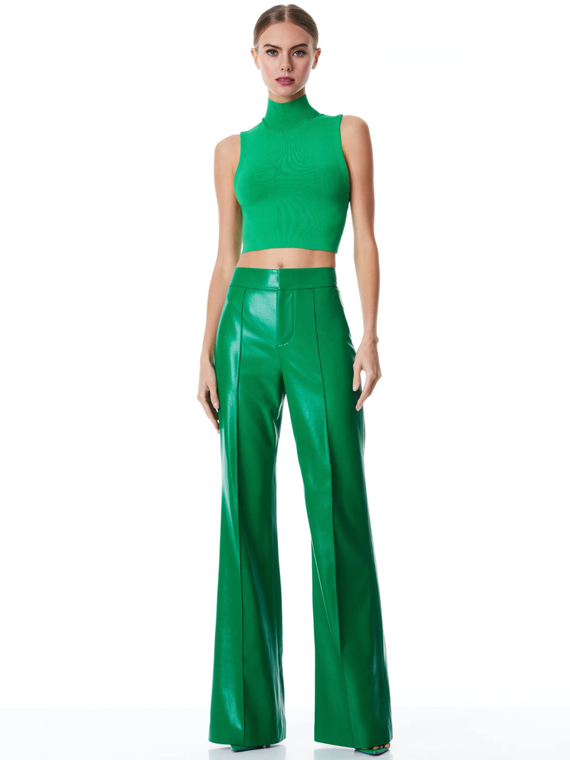 Alice & Olivia Dylan HR Vegan Leather Wide Leg Pant