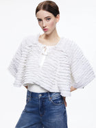 Alice & Olivia Loree Ruffle ti crop jacket- white