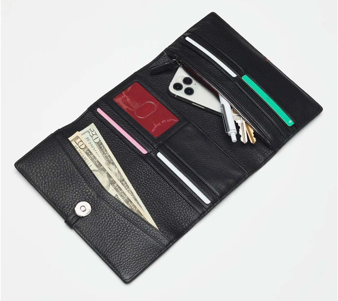Hammitt Benjamin black wallet w gunmetal