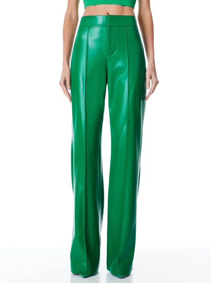 Alice & Olivia Dylan HR Vegan Leather Wide Leg Pant