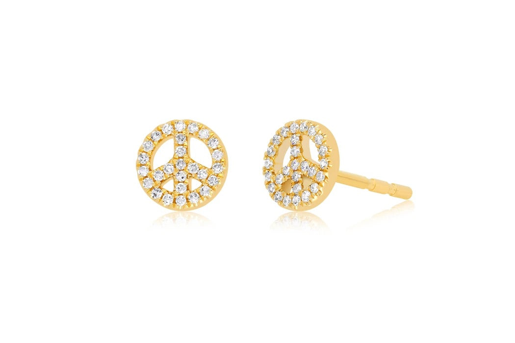 Ef Collection Diamond Mini Peace Stud Earring
