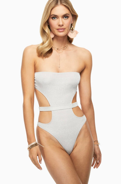 Ramy Brook MADISON CUT OUT ONE PIECE SWIMSUIT Silver