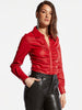 AS by DF Rouge Stretch Leather Blouse - coco red