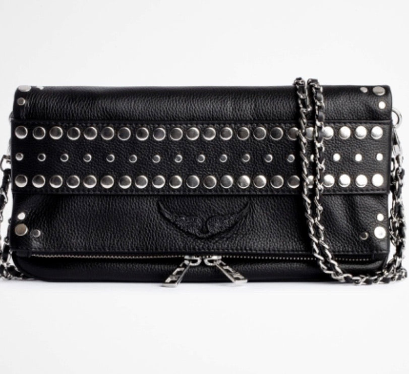 Zadig & Voltaire - Bolso Rock Grained Leather Studs Bag Negro