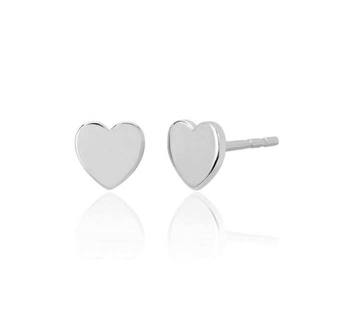 Ef collection 14 k white gold heart studs pair