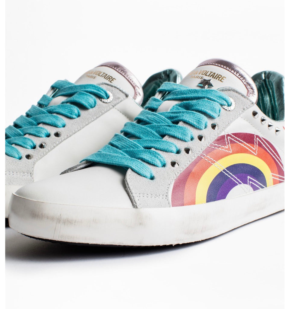 Zadig & Voltaire rainbow blanc tennis shoe