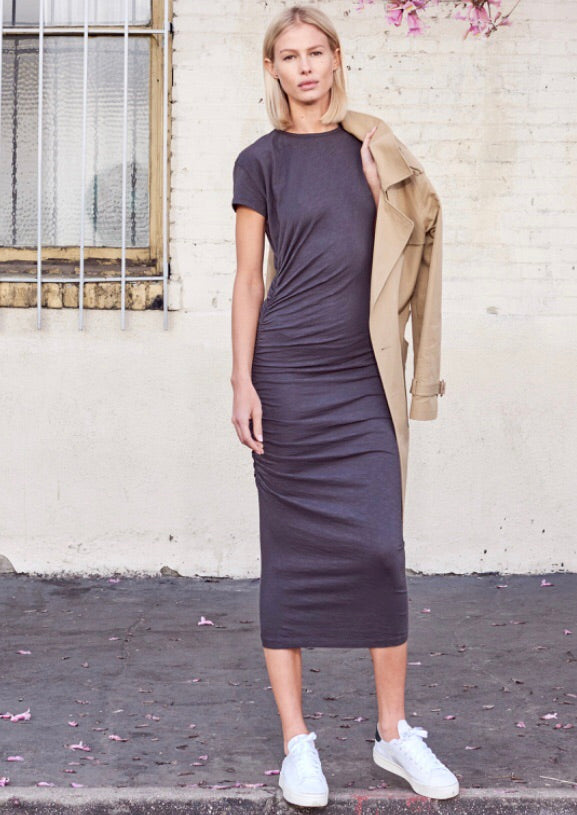 Sundry side ruched midi dress