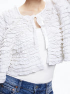 Alice & Olivia Loree Ruffle ti crop jacket- white