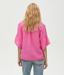 Michael Stars Savannah Flutter Sleeve Top - Azalea