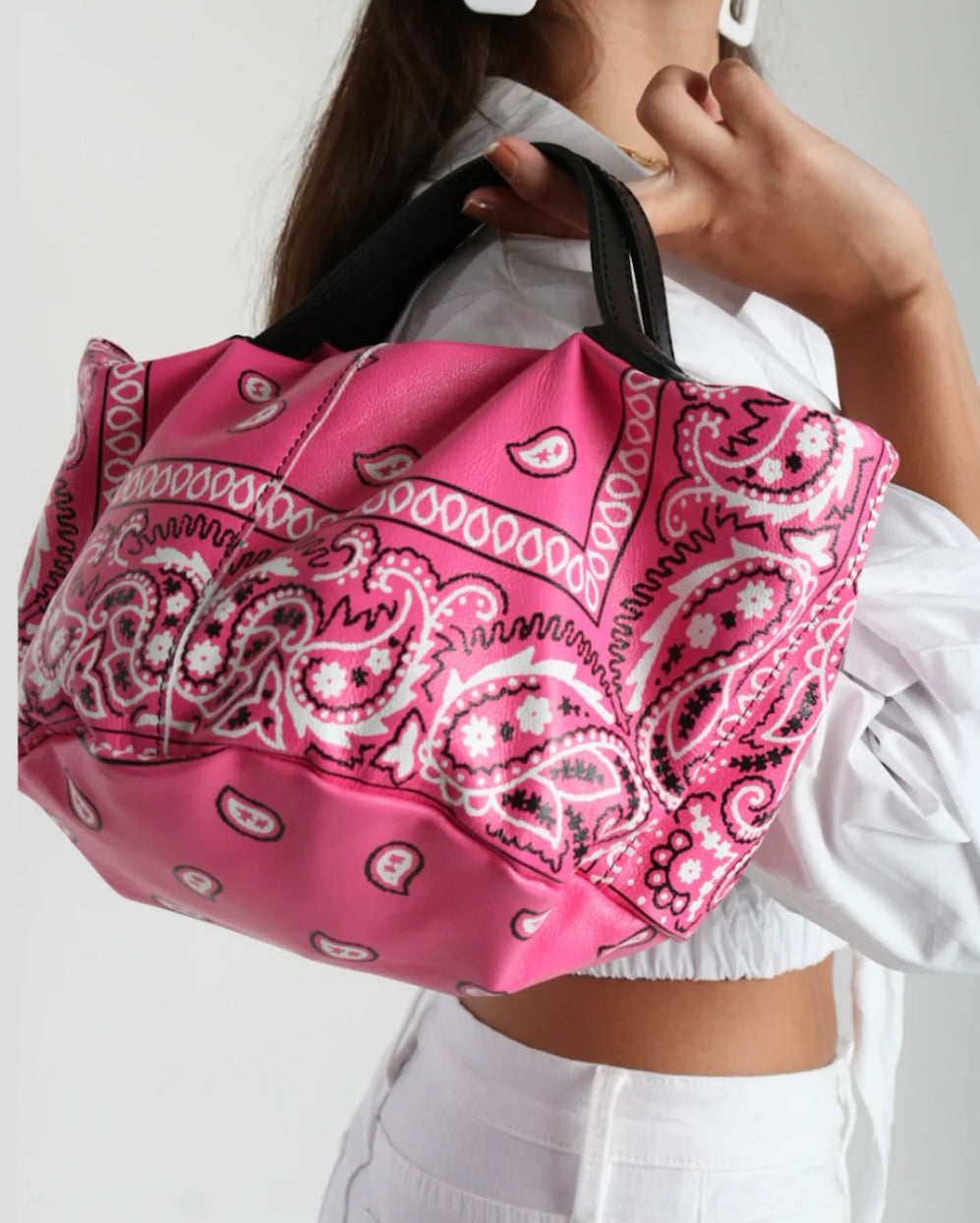 Romibasha Leather Bandana Bucket Bag