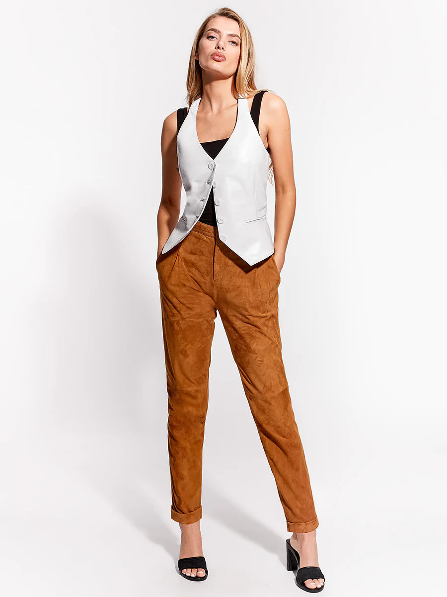 ASbyDF DENISE UPCYCLED SUEDE TROUSERS- clay