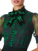 Alice & Olivia Coletta Bow Neck Button Front Maxi Dress Dream Floral Emerald